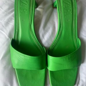 Zara green mules